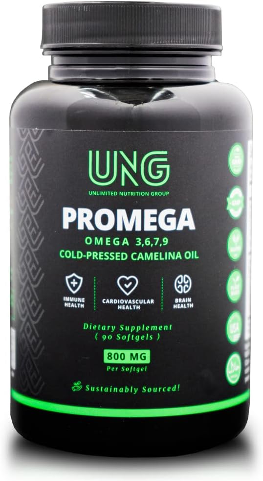 언리미티드 뉴트리션 그룹 UNG 프로메가 <b>오메가</b> <b>3</b> <b>6</b> 7 <b>9</b> <b>플랜트</b> <b>베이스드</b> 피쉬 오일 리플레이스먼트 카멜리나 오일 800mg 90소프트젤캡슐
