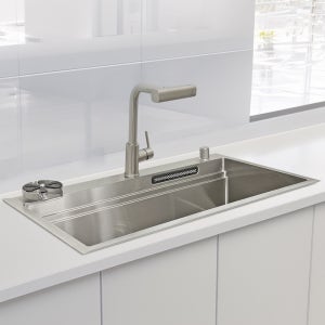 예작 올인원 멀티 사각싱크볼 87A 3way 물팀방지 폭포 수전 국산배수구 포함 87cm