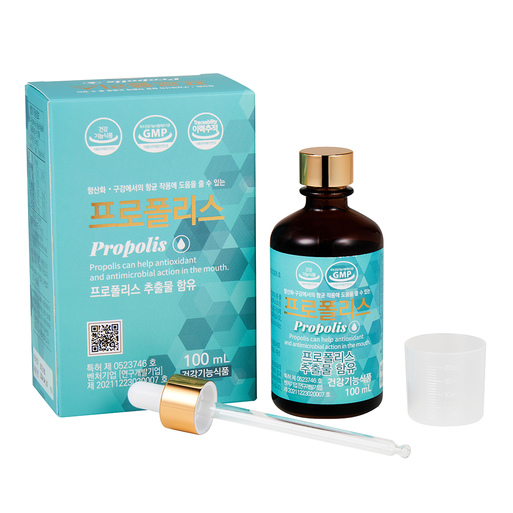 비엔케어 수용성 액상프로폴리스 프로폴리스 원액 효능 효과 총플라보노이드 50mg 함유 100ml , 1병