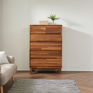 로쏘 세오 멀바우 원목 5단 서랍장 900