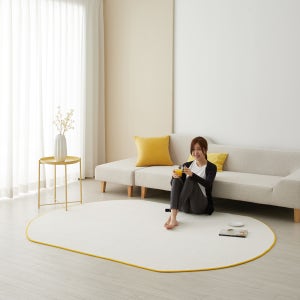 워셔블 포인트 컬러링 믹스매치 타원형 라운드 거실 러그 카페트