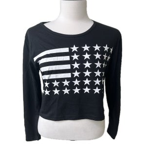 긴팔 별무늬 크롭 티셔츠