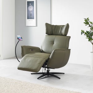 소티디자인 모네 천연면피 가죽 전동 리클라이너 1인용 소파 스마트폰거치대 USB포트 기능성