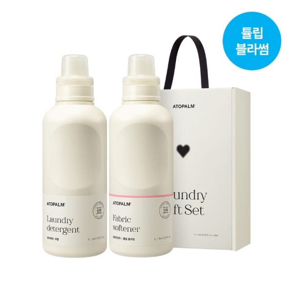 아토팜 세탁세제&섬유유연제 선물세트(1L+1L) (프리지아코튼/튤립블라썸 택1)