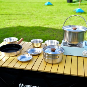 캠핑코펠 14종세트 스텐삼중 차박 여행 냄비 풀세트 조리기구 손잡이 가방포함