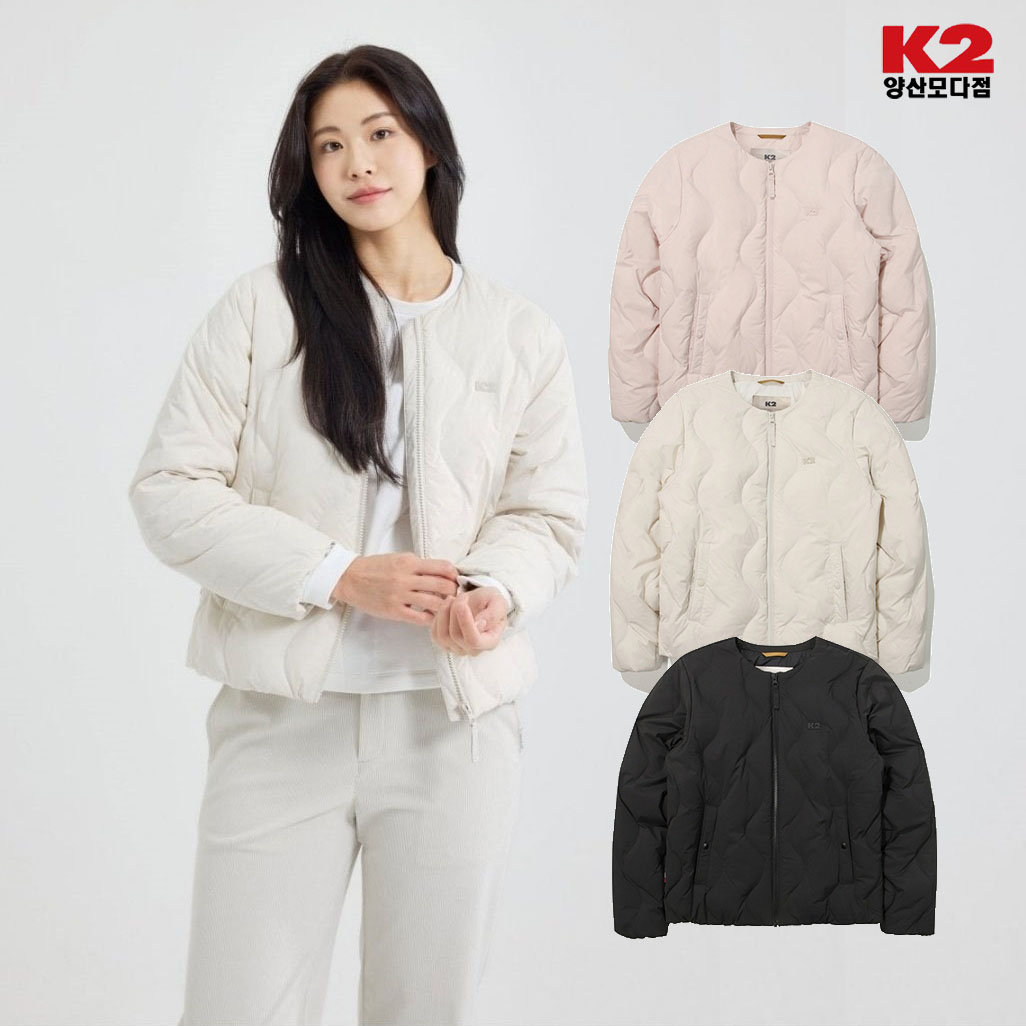 <b>K2</b> 여성용 수지다운 거위털 슬림 실크스타 WAVE 다운자켓 KWU24544 경량다운