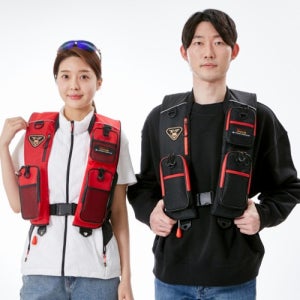 [어웨이브] T7 3포켓 자동팽창식 구명조끼 KC인증 국내생산 수분감지 책임보험 바다낚시