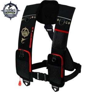 [블랙마린] 2포켓 자동팽창식 구명조끼 KC인증 국내생산 수분감지 책임보험 바다낚시