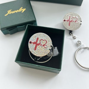 블링블링 다이아 원형심전도 테이프걸이 간호사 릴홀더 사원증 선물