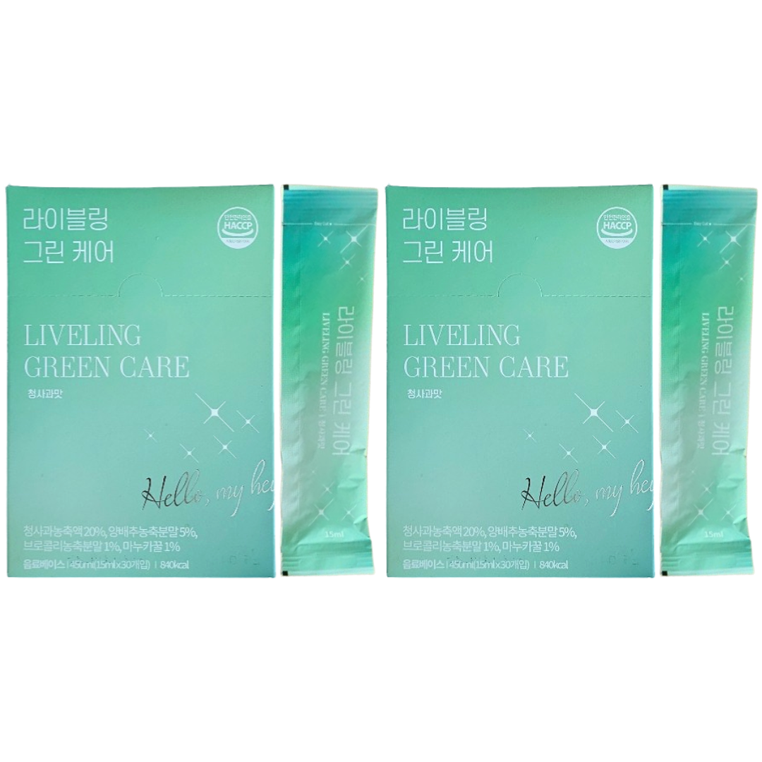 라이블링 애사비 청사과맛 <b>클렌즈</b> 주스 혈당관리 <b>그린케어</b> 30포 2박스