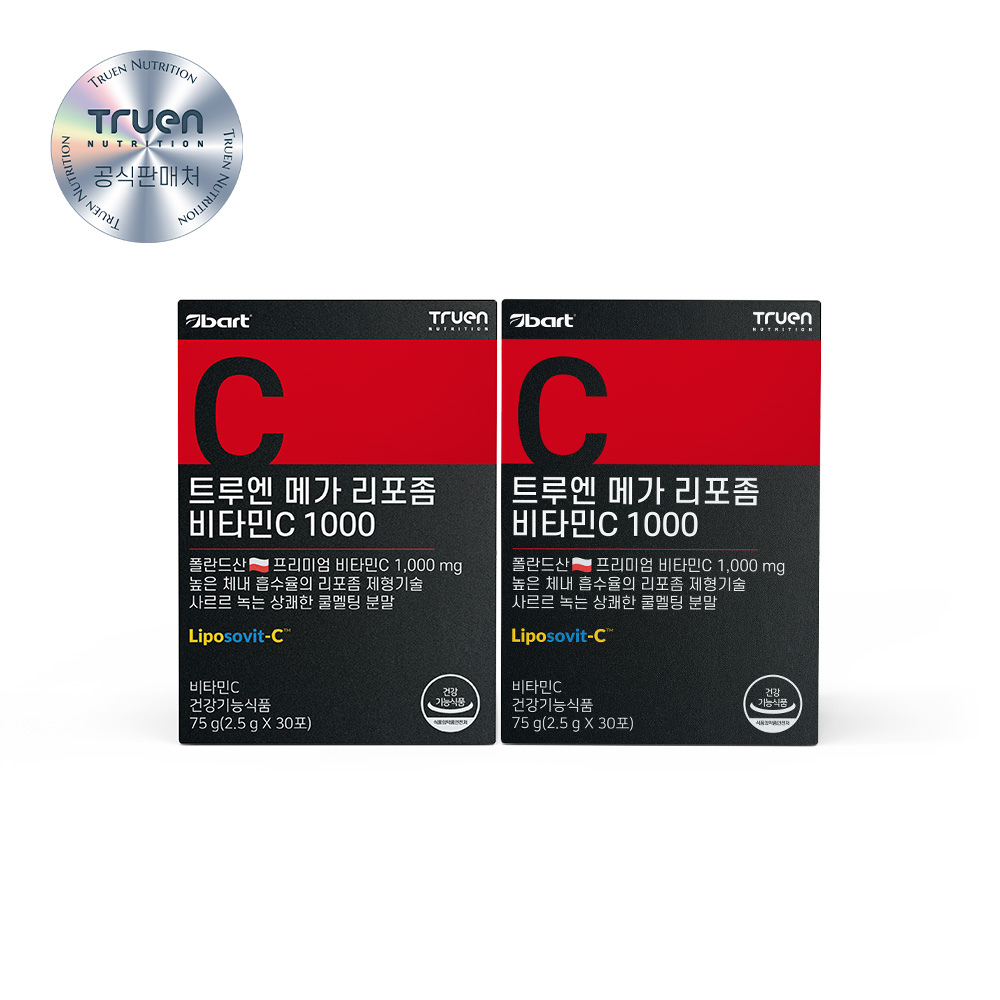 <b>트루엔</b> 메가 리포좀 <b>비타민C</b> 리포조말 <b>비타민</b>씨 1000mg 30포 2개