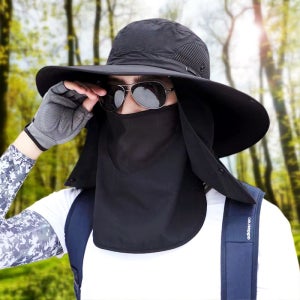 메쉬 등산 모자 여름 햇빛가리개 차양 등산용 방수 모자 블랙