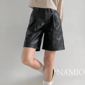 가죽반바지 버뮤다 4부 팬츠 레더 핀턱 봄 반바지