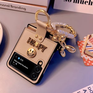 갤럭시 빈티지 가죽 핑거링 폴 Z플립3 제트플립4 더블 플립 스마일 드 삼성 핑거 케이스