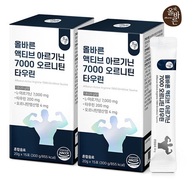 올바른 액티브 아르기닌 7000 오르니틴 타우린 300g 2개