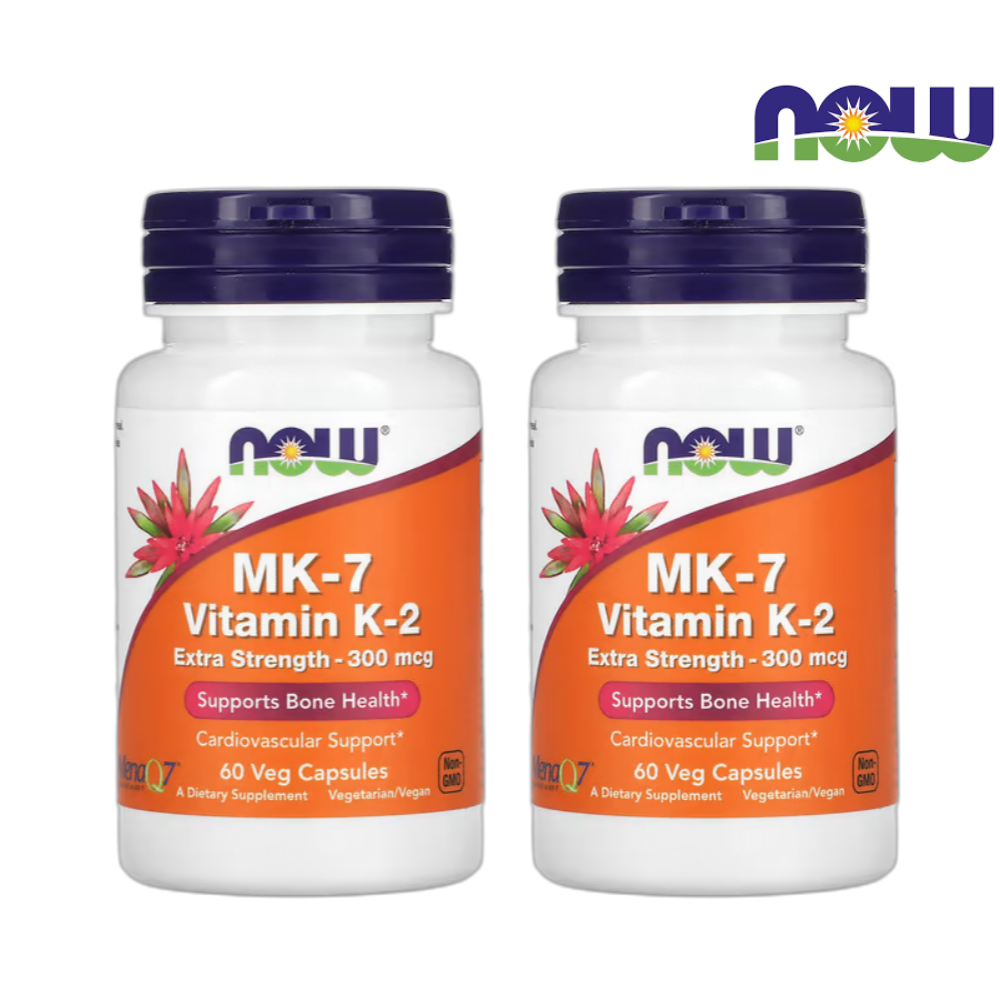 나우푸드 <b>비타민</b>K2 <b>비타민k2mk</b>7 메나퀴논 MK7 300<b>mcg</b> 60캡슐, 2개