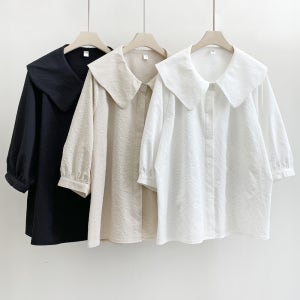 빅사이즈카라블라우스 Q933L407 뮤즈카라플리츠블라우스 SM