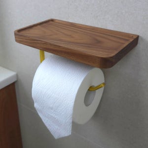 우드 오목선반 휴지걸이 호두나무 무타공 화장지걸이
