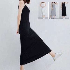 LD 쎄르 끈 롱 원피스 치마 여성 나시 홈웨어 여자 여름 잠옷