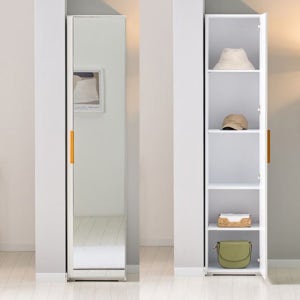 부엌 정리 보관대 베란다 책장 좁은 방 틈새 거실 광폭55cm 거울수납장(가로 40cm)