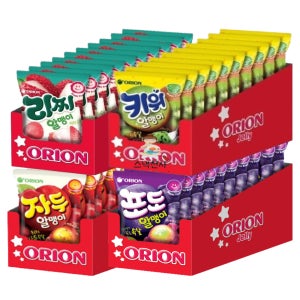 오리온 리찌 키위 포도 자두 알맹이 젤리 67g 각10씩 총 40개