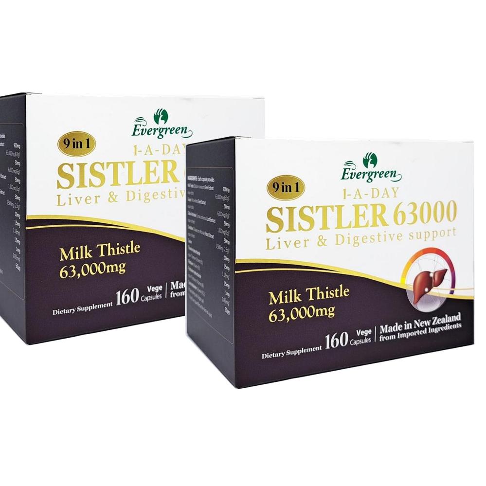 뉴질랜드 <b>에버그린</b> <b>Evergreen</b> Milk Thistle 밀크씨슬 시스틀러 63000mg 캡슐 160정