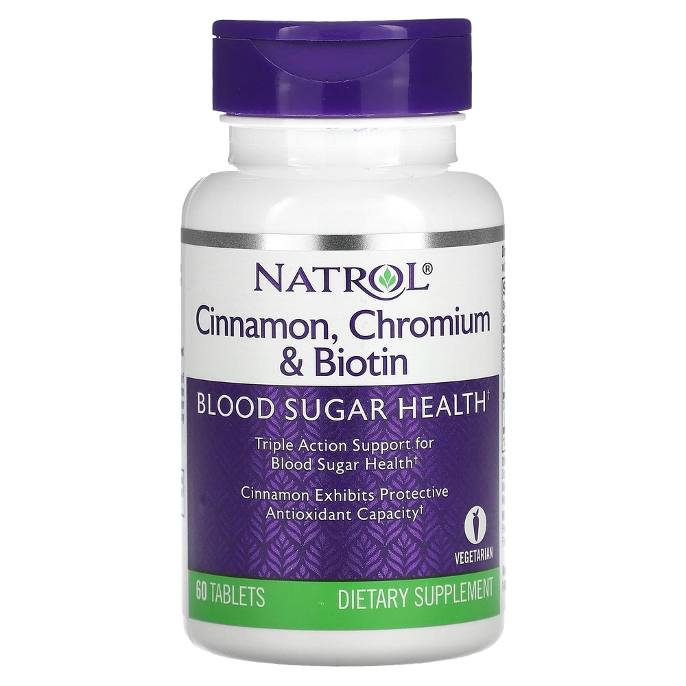 <b>Natrol</b> 시나몬 <b>크롬</b> &amp; 비오틴 60 정