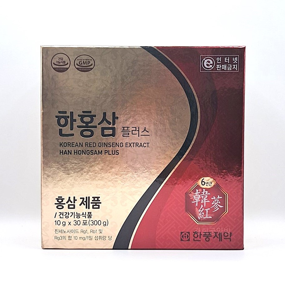 <b>한풍제약</b> 한홍삼 플러스 1개월분 (총 30포) 6년근홍삼 피로 <b>기억력</b> 개선