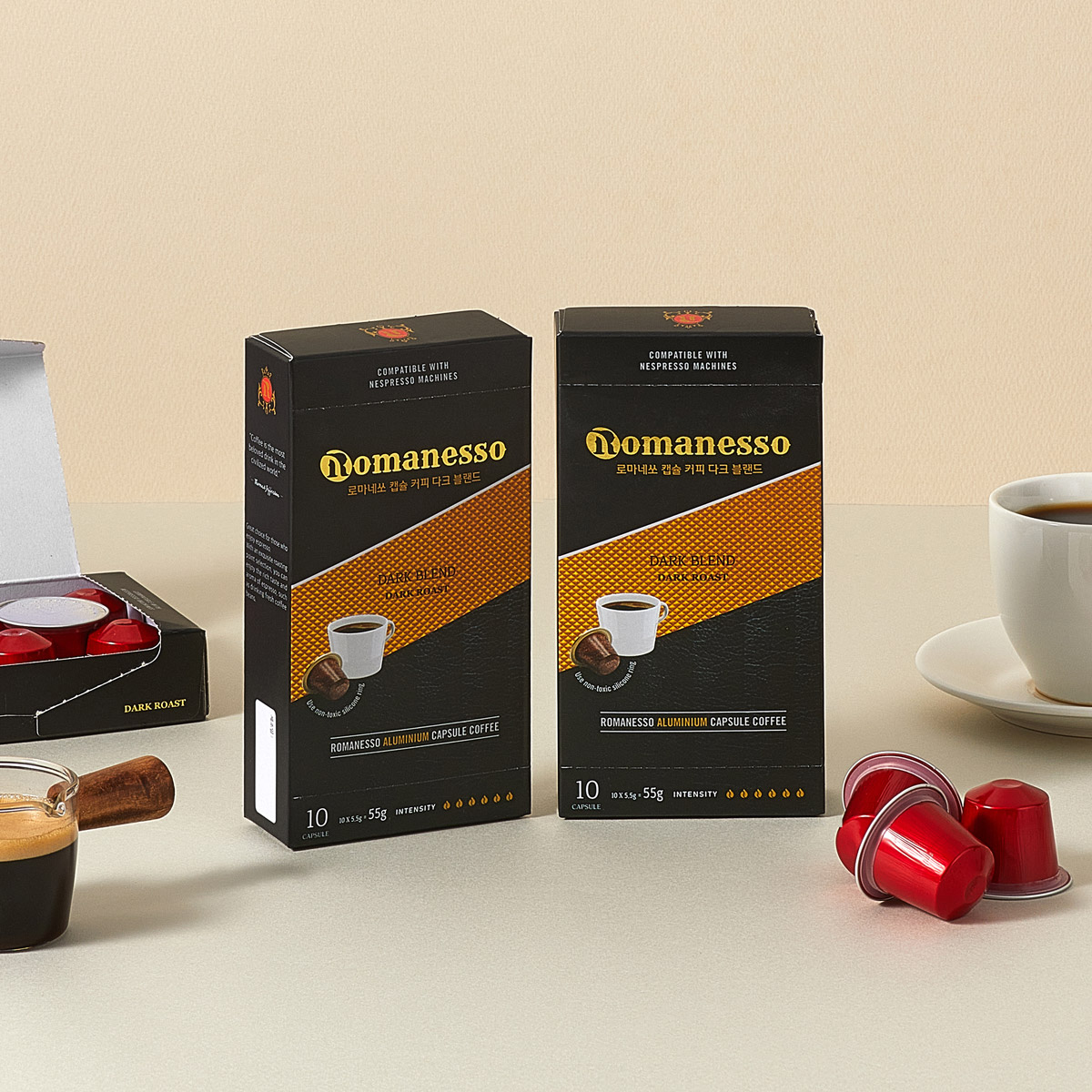 로마네쏘 다크 블렌드 10개입 2종 네스프레소 오리지널 호환 캡슐 커피