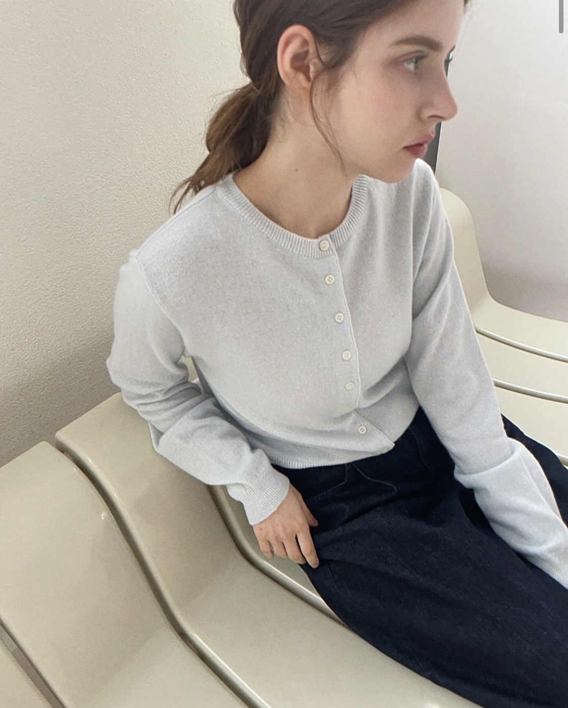 슬릭 파인울 크롭가디건 울가디건