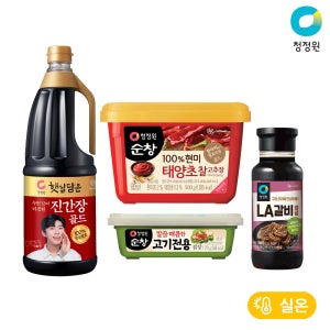 청정원 진간장 1.7L+순창 현미 태양초 찰고추장 500g+LA갈비양념 500g+순창 고기전용쌈장 170g