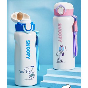 스누피 굿즈 480ml 스트랩 트위스트 보온 보냉 빨대 텀블러 보온병