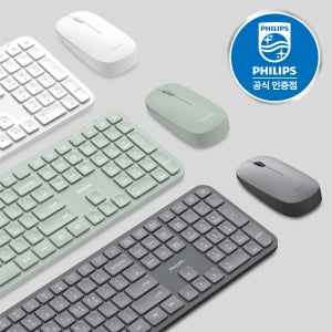 [키스킨 포함] 필립스 저소음 슬림 무선 사무용 키보드 마우스 세트 SPT6338