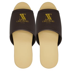 고급 호텔 객실화 실내화 판촉물 슬리퍼 초코브라운 베이지 투톤 레자 2중쿠션 국내제조