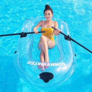 어린이 투명 유리 보트 1인용 튜브 물놀이 보트