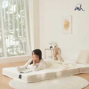 몽스홈 3단 접이식 포켓 독립 스프링 토퍼 바닥 매트리스 13cm MS 아이보리