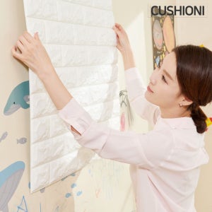 쿠셔니 접착식단열벽지 보온 베란다 결로방지 방한 폼블럭곰팡이 셀프도배 6장세트