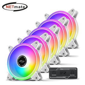 강원전자 넷메이트 NM-DPI0767 Moonlight ARGB PWM 120mm 쿨링팬(화이트/5PACK + 팬허브) [EZDIY-FAB]