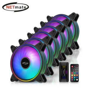 강원전자 넷메이트 NM-DPI1171 Moonlight ARGB 120mm 쿨링팬(블랙/6PACK + 팬허브 + 리모컨) [EZDIY-FAB]