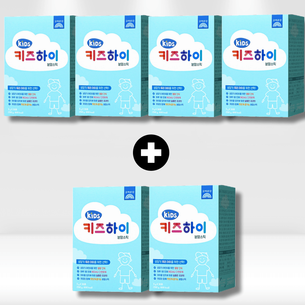 [4+2] <b>고려은단</b> 키즈하이 초코스틱 <b>성장기</b> 어린이 멀티영양제 6박스 (180포)