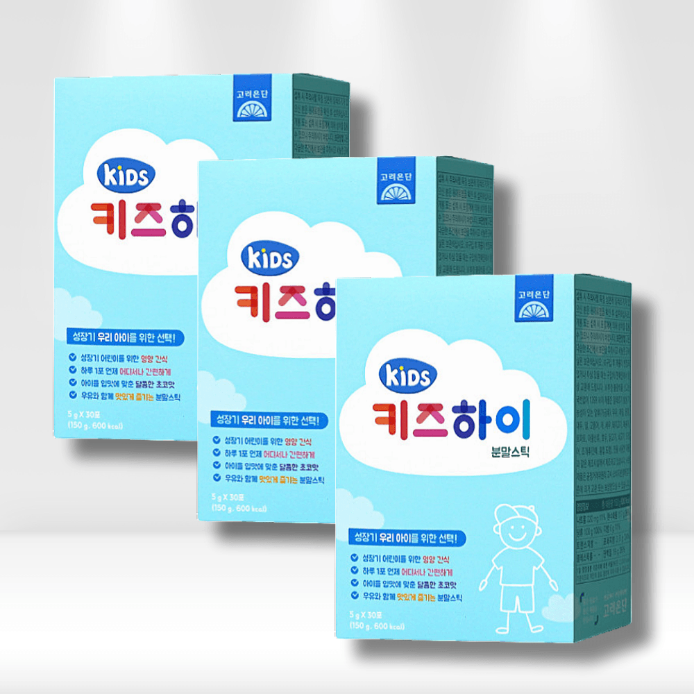 <b>고려은단</b> 키즈하이 초코스틱 <b>성장기</b> 어린이 멀티영양제 3박스 (90포)