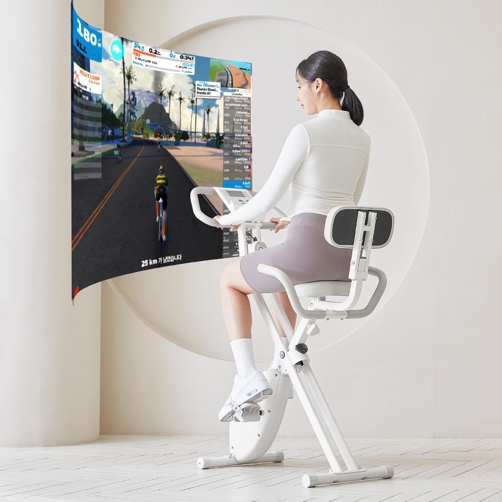 [네이버 단독] 엑사이더 리얼 실내자전거 접이식 등받이형 즈위프트 헬스 사이클 운동