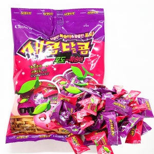 크라운 새콤달콤200g 단체 간식 학교 사무실 개별포장 츄잉캔디 맛랜덤