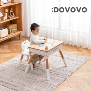 [도보보] 유아책상 의자 단품 아기 어린이 높이조절 우드 테이블