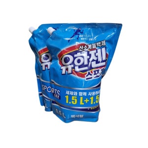 유한젠 산소계표백제 액체형 스포츠 리필 3L(1.5Lx2개입) 땀냄새 제거
