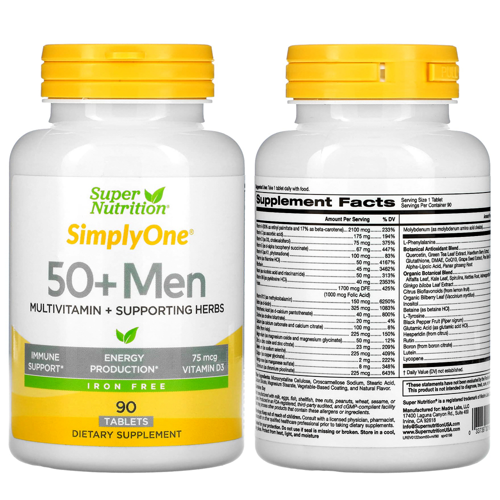 <b>슈퍼 이뮨</b> 서포트 남성 멀티비타민 90정 철분무함유 50+