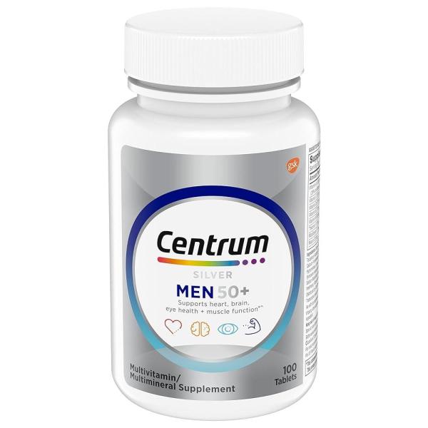 Centrum 실버 멀티비타민 남성용 50세 이상 멀티<b>미네랄</b> 보충제 비타민 D3 B-비타민 및 아연 글루텐 프리 GMO 프리 성분 고령자의 기억력과 인지 지원 - 100개입