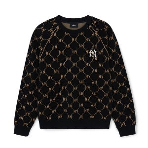 [MLB] 다이아 모노그램 자카드 파이핑 맨투맨 NY (Black) 3AMTM0144