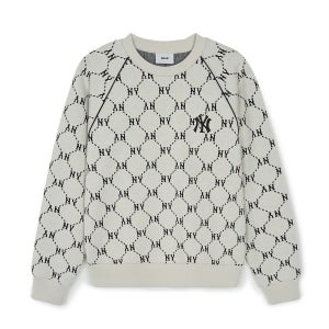 [MLB] 다이아 모노그램 자카드 파이핑 맨투맨 NY (D.Cream) 3AMTM0144