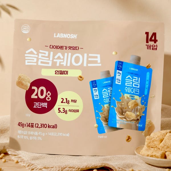 랩노쉬 슬림쉐이크 인절미 45g x 14개입 식사대용 다이어트 단백질쉐이크
